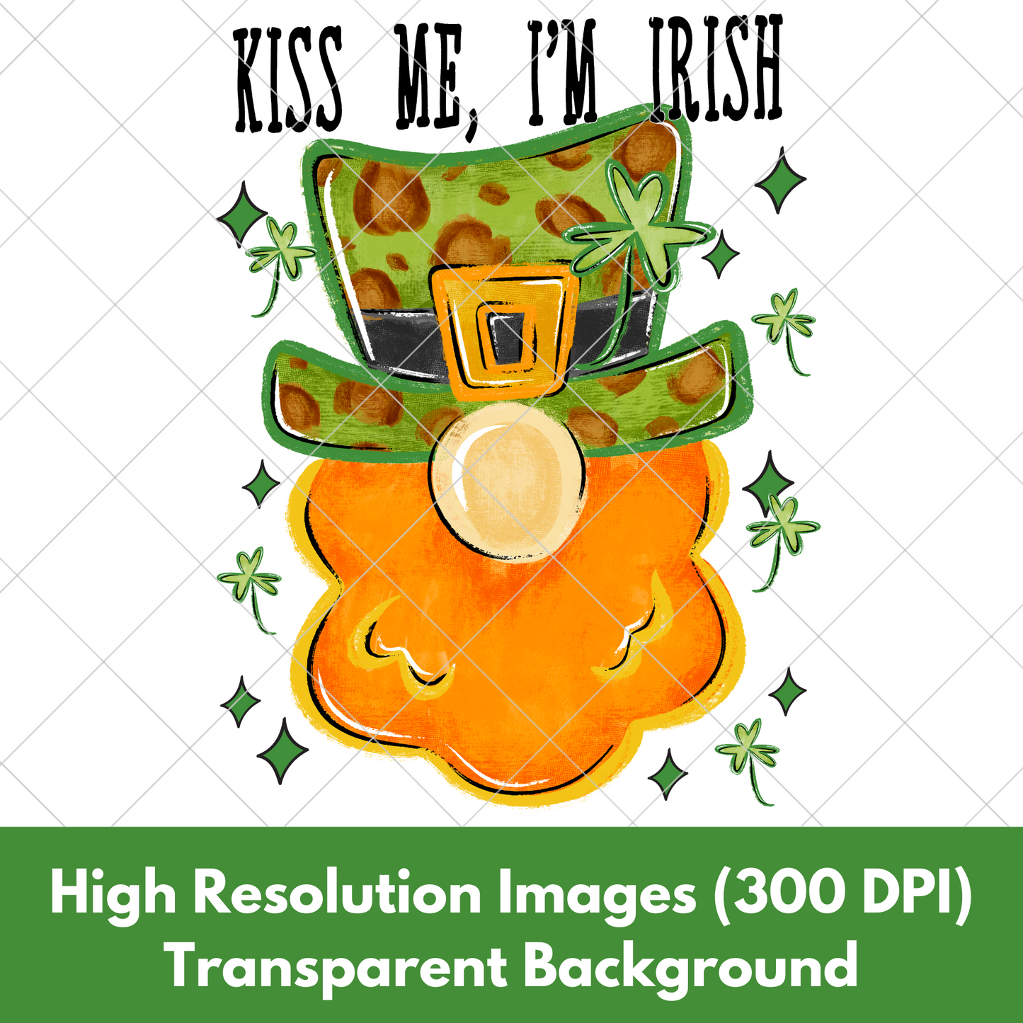 Kiss Me, I'm Irish | Light Skinned Leprechaun Shirt Design | St. Patrick's Day PNG File For Making T-Shirts, Mugs, Tumblers, Stickers, Sublimation And DTF Transfers |High Resolution, 300 DPI, Transparent Background