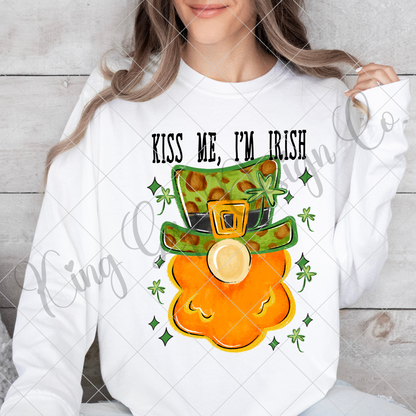 Kiss Me, I'm Irish | Light Skinned Leprechaun Shirt Design | St. Patrick's Day PNG File For Making T-Shirts, Mugs, Tumblers, Stickers, Sublimation And DTF Transfers |High Resolution, 300 DPI, Transparent Background