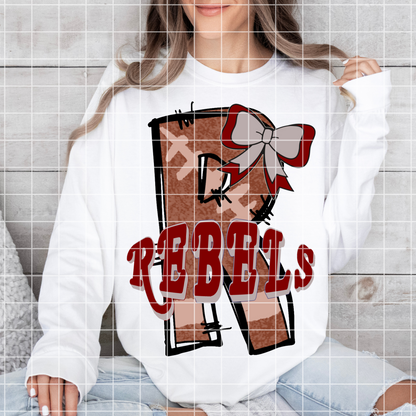 Maroon And White Rebels Football Sublimation PNG For Making Shirts, Tumblers, Mugs | Suitable For Making Stickers And DTF Transfers | 300 DPI