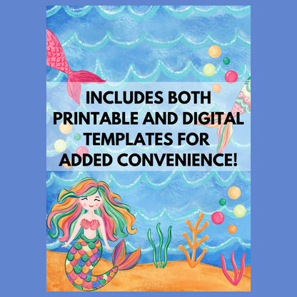 Mermaid Invitation For Little Girls' Birthday Party | Print On Demand And Digital Versions Included | Original Mermaid Design With Cute Hand Drawn Artwork