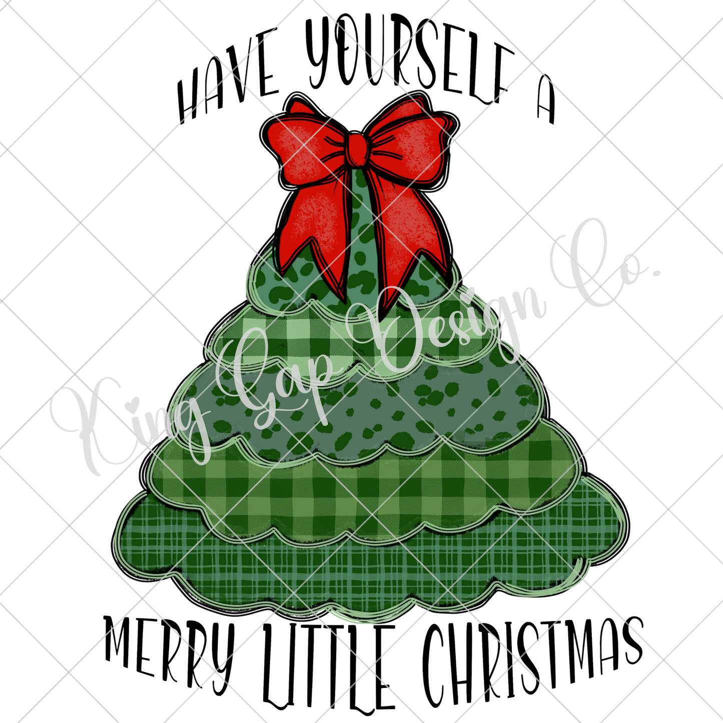 Merry Little Christmas Sublimation | Patchwork Christmas Tree PNG For Making T-Shirts, Mugs, Tumblers, Stickers, Dishtowels | High Resolution Image, 300 DPI, Transparent Background