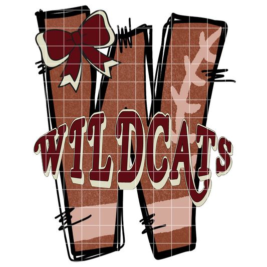 Maroon Wildcats Football PNG For Sublimation, Stickers, Scrapbooks, DTF For Schools With Wildcat Mascot And Maroon And White School Colors |300 DPI