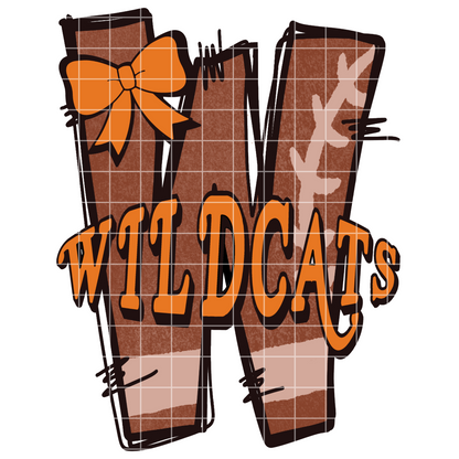 Orange And Black Wildcats Shirt Design |Doodle Letter Football PNG For Football Sublimation, Sticker Making|Wildcat Mascot PNG, 300 DPI