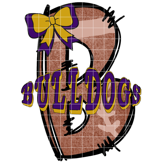 Purple And Gold Bulldogs Football PNG For Making T-Shirts, Mugs, Tumblers, Stickers, Caps And More | Great For Sublimation, DTF, Scrapbooking | 300 DPI