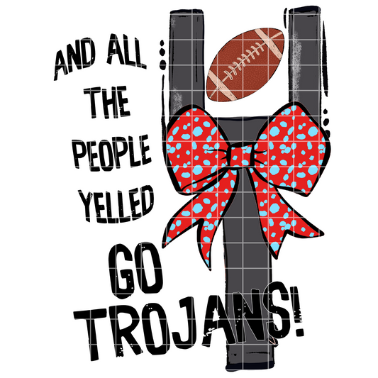 Light Blue And Red Hand Drawn Trojans Football T-Shirt PNG For Sublimation Or DTF | 300 DPI Image With Transparent Background