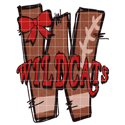Red And Black Doodle Letter Wildcats Game Day Shirt | High Quality Digital Design For Sublimation Or DTF | T-Shirts, Tumblers, Stickers, Dish Towels And More