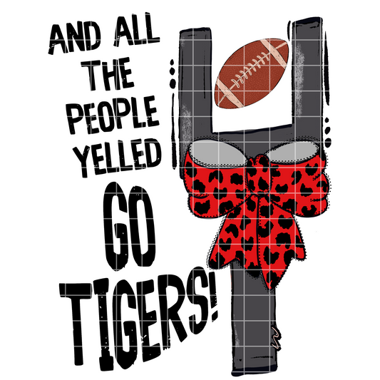 Tigers Football T-Shirt PNG | Tigers Football Sublimation | Go Tigers | Red And Black Bow | Heflin, AL | Cleburne County High School|300 DPI