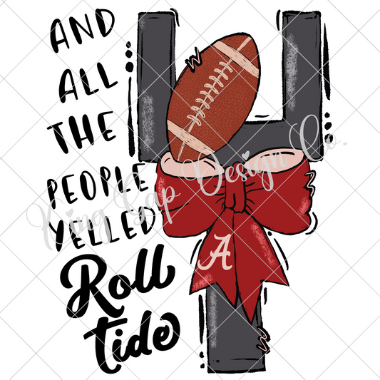 Alabama Football Sublimation | Roll Tide | Hand Drawn PNG For Making T-Shirts, Tumblers, Stickers, Dish Towels