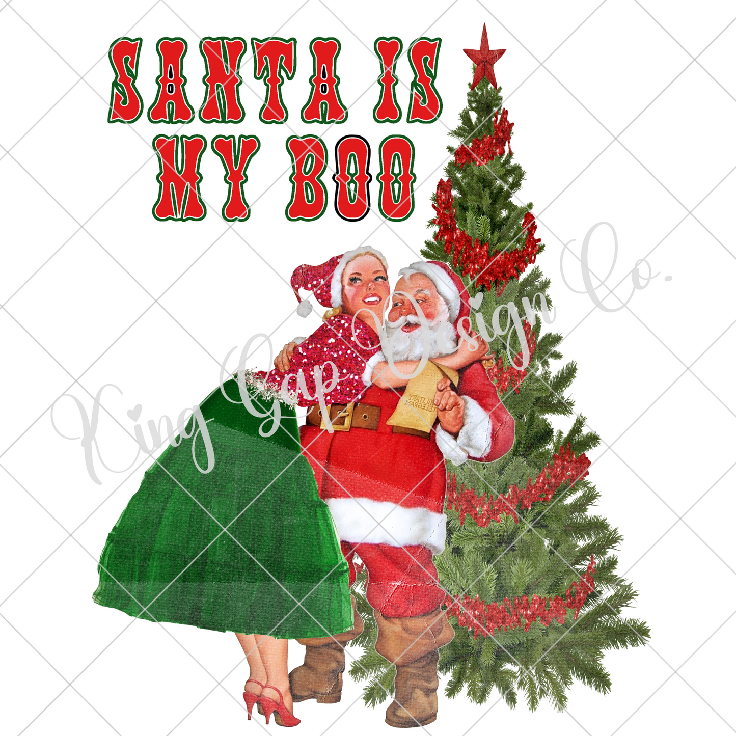 Santa Is My Boo PNG For Sublimation Or DTF | Make T-Shirts, Tumblers, Stickers, Mugs And More | 300 DPI, High Resolution May Be Upsized, Transparent Background