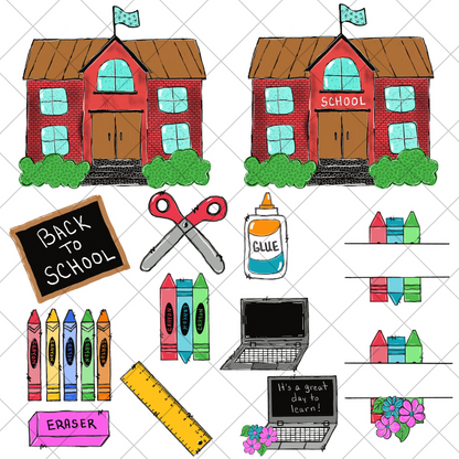 School Clip Art | Hand Drawn | Commercially Licensed | 300 DPI | Transparent Background | Sublimation, Stickers, Scrap Book, DTF, Shirts | Great For Teacher Appreciation Gifts, Back To School And More