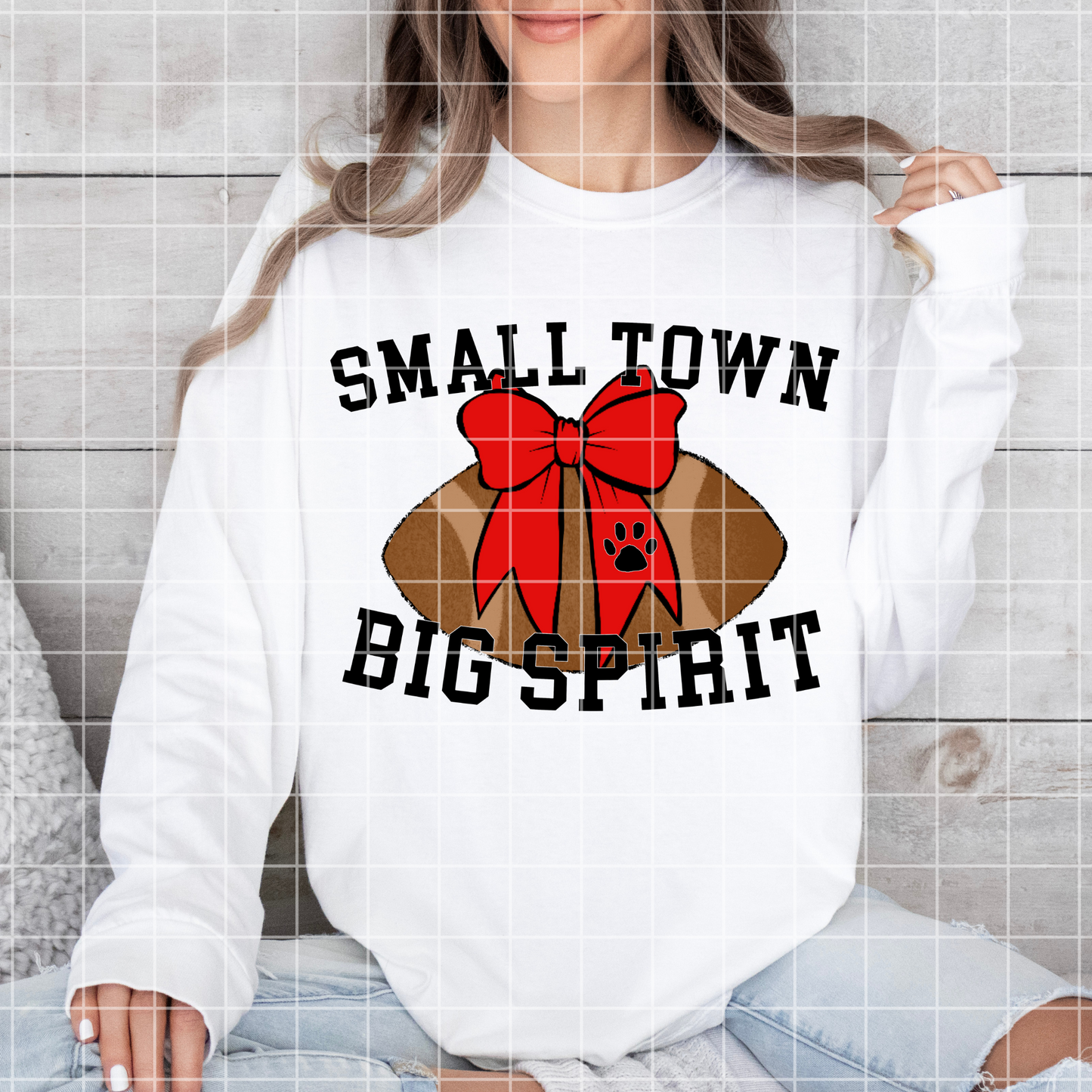 Small Town Big Spirit Football PNG For Sublimation Or DTF | Game Day Stickers, Tumblers, Mugs, T-Shirts | High Resolution