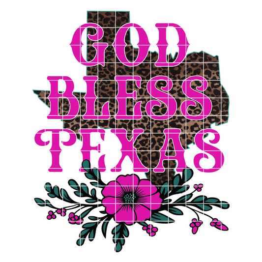 Cute Texas Shirt Design For Sublimation | Texas Tumbler PNG | Leopard Print Texas State Shape | God Bless Texas Sublimation File | Texas Art