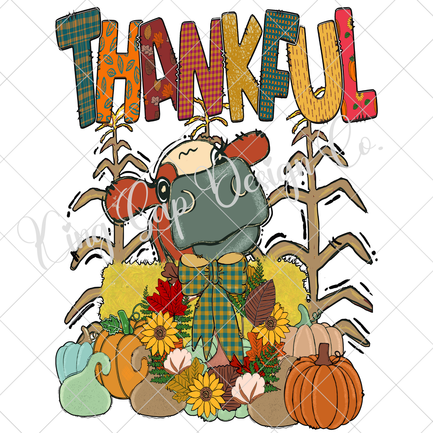 Thankful Heifer PNG For Making T-Shirts, Tumblers, Mugs, Wall Art, Stickers | DTF Or Sublimation | High Resolution, 300 DPI, Transparent Background