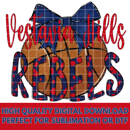 Vestavia Hills Basketball | Vestavia Hills Rebels Sublimation PNG For Making T-Shirts, Tumblers, Mugs, Stickers, DTF Transfers | Shirt For Rebels Fan | High Resolution