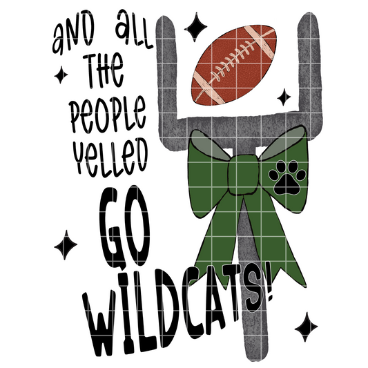 Wildcats Football PNG For Sublimation, DTF Shirts Or Tumblers | Also Works For Making Stickers, Scrapbooks And DishTowels| Green and  White
