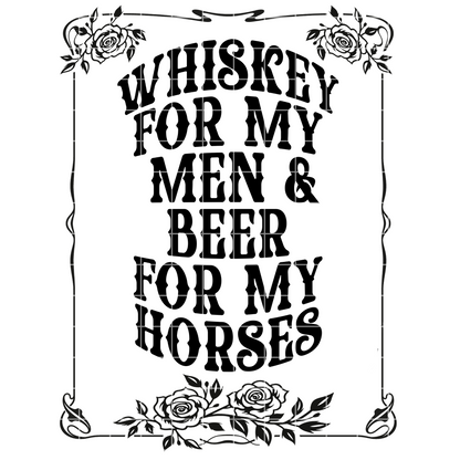 Funny Country Western Sublimation Design For Shirt Or Tumbler PNG Digital Download | Whiskey For My Men And Beer For My Horses | Cute Country Western T-Shirt Design | Country T-Shirt