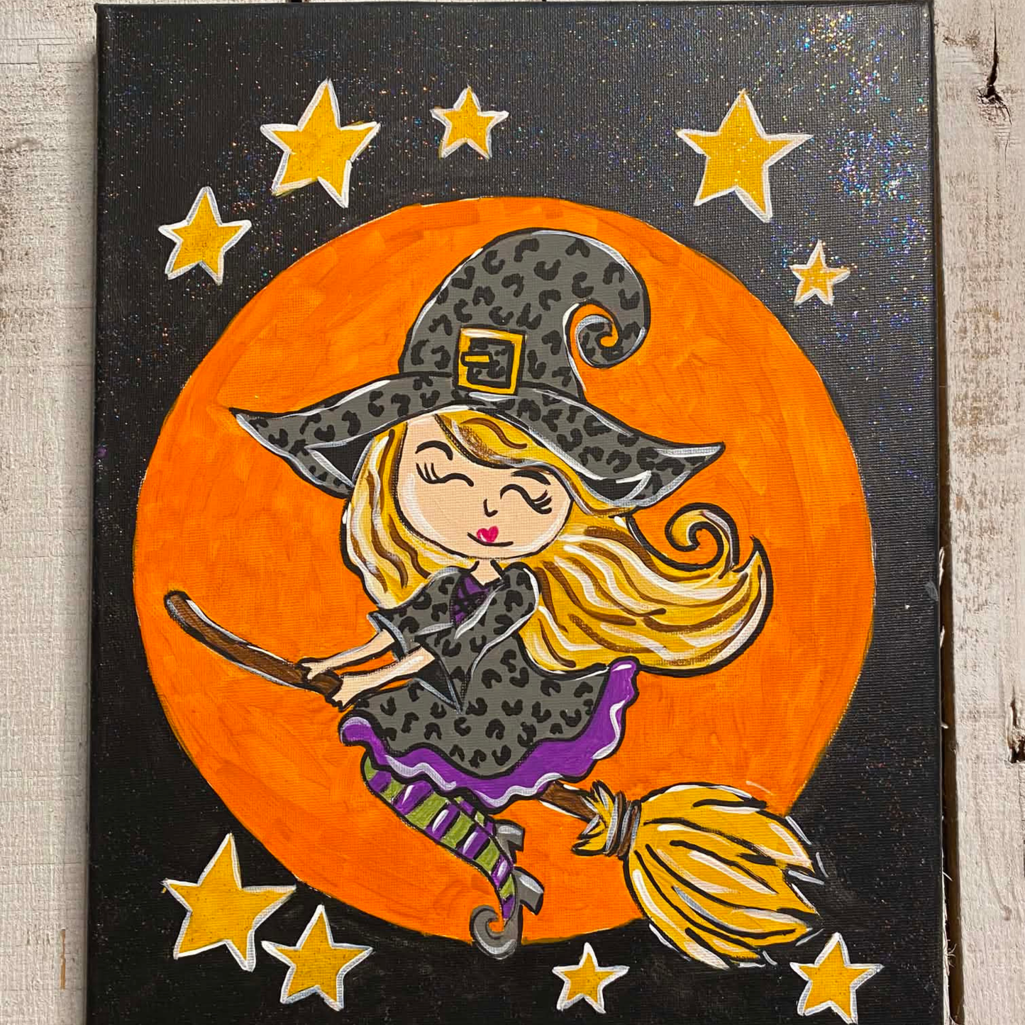 Cute Witch Fall Door Hanger Template | Halloween Painting Template For Door Hanger Or Canvas Painting | Acrylic Painting For Beginners | Template Video And Instructions Included | Fall Craft Project