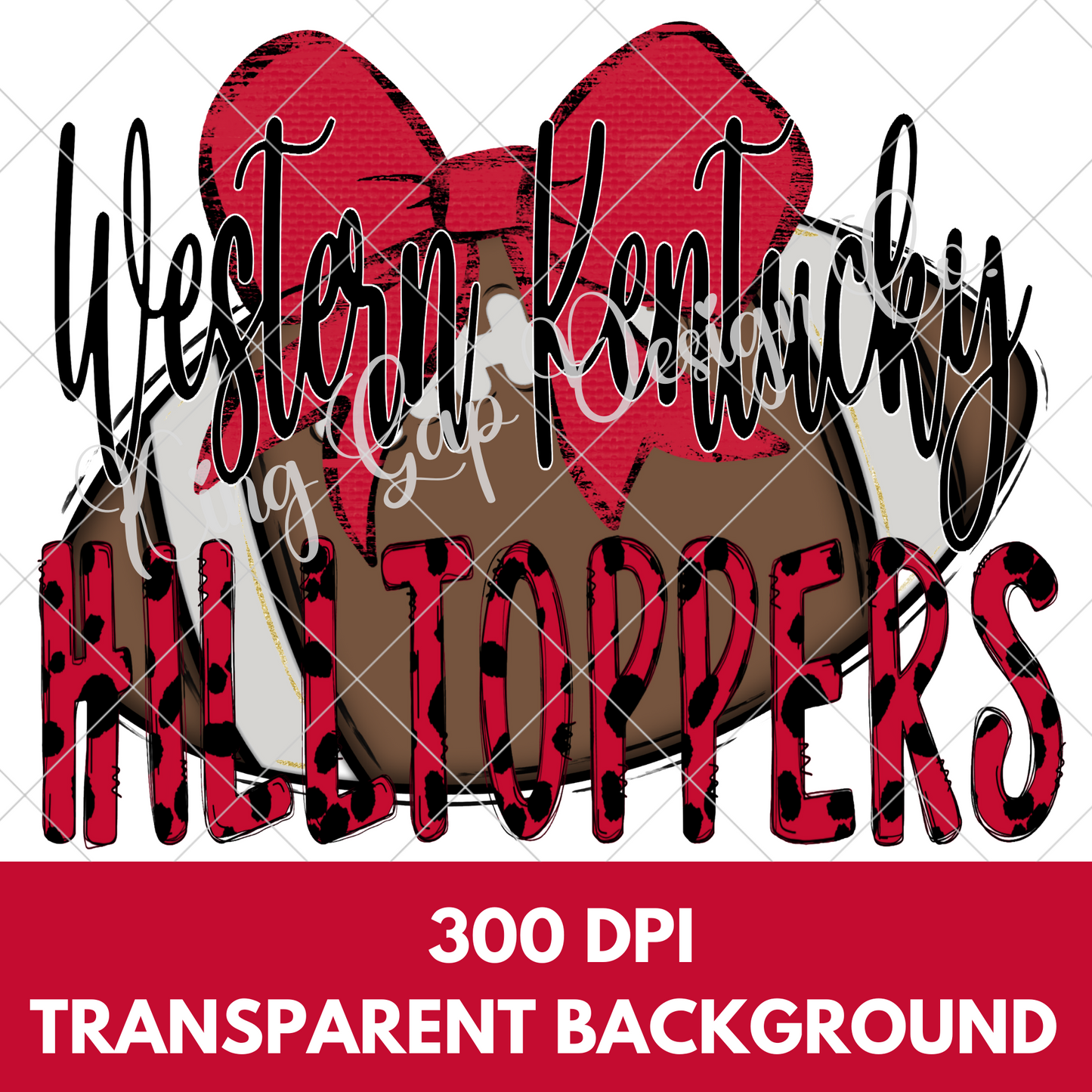 Western Kentucky Hilltoppers Football PNG For Making T-Shirts, Tumblers, Mugs, Stickers, Dishtowels, Scrapbooks And More | Use For Unlimited Physical Products Or POD | High Resolution, 300 DPI, Transparent Background