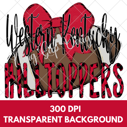 Western Kentucky Hilltoppers Football PNG For Making T-Shirts, Tumblers, Mugs, Stickers, Dishtowels, Scrapbooks And More | Use For Unlimited Physical Products Or POD | High Resolution, 300 DPI, Transparent Background