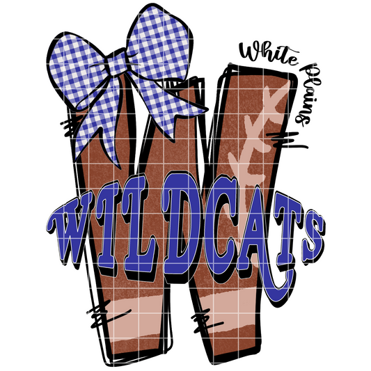 Doodle Letter W White Plains Wildcats Football Sublimation | Football Design For Wildcats Fans | 300 DPI, Transparent Background