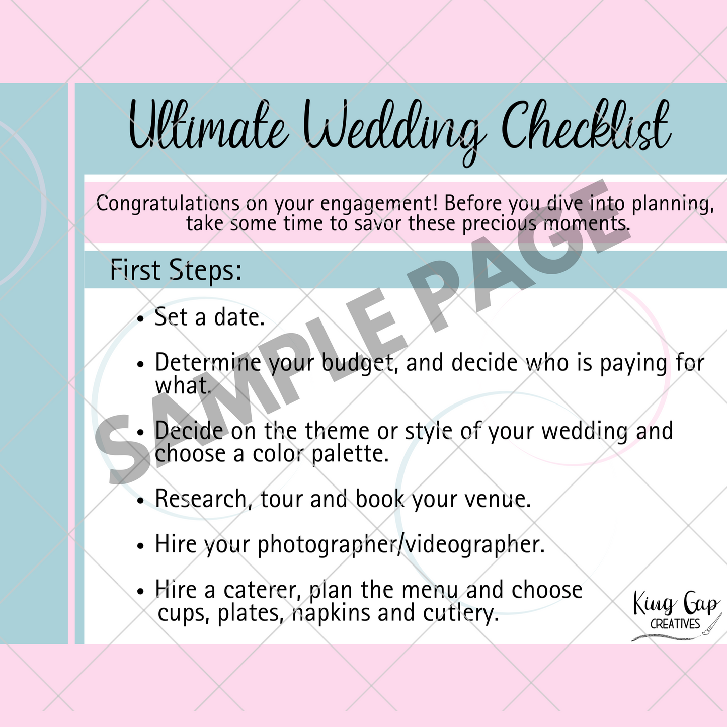 Ultimate Wedding Planning Checklist : How To Begin Planning A Wedding When You Don't Know Where To Start | 7 Page Checklist Covers Every Category To Consider In Wedding Planning