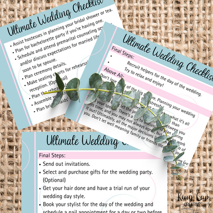 Ultimate Wedding Planning Checklist : How To Begin Planning A Wedding When You Don't Know Where To Start | 7 Page Checklist Covers Every Category To Consider In Wedding Planning